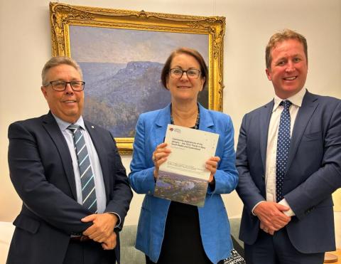 Iain MacKenzie, Susan Templeman MP and Andrew Gissing standing together.